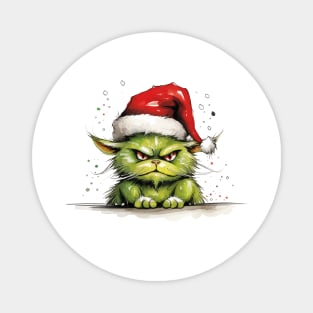 Christmas Grinch Cat / Santa knows you've been bad Magnet